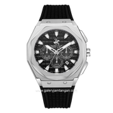 BEVERLY HILLS POLO CLUB BP3718X.351 Black Silver Rubber Strap